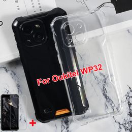 2in1 Tempered Glass For Oukitel WP32 Case Bumper Shell Soft TPU Transparent Phone Case For Oukitel WP32 Silicone Caso Etui 5.93"