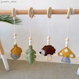 Mobiles# Baby Play Gym Frame Wooden Beech Activity Gym Frame Stroller Hanging Pendants Toys Teether Ring Nursing Rattle Toys Room Decor Y240412