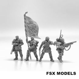 Shock Troops Female Command Squad Resin Model Kit Miniature 28mm Scale Tabletop War Gaming Model Toys Unpainted Soldier Figures