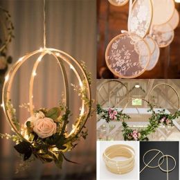 1pc Bamboo Circle Wooden Ring Craft With Single Hole Dream Catcher Circle Floral Hoop Frame Diy Wreath Wedding Home Decoration