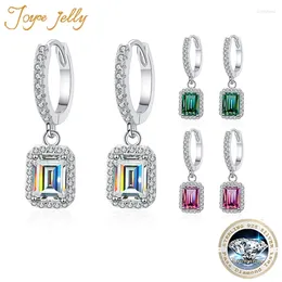 Dangle Earrings JoyceJelly Female Rectangle Moissanite Jewelry Emerald Cut Radiant S925 Sterling Silver Plated Pt950