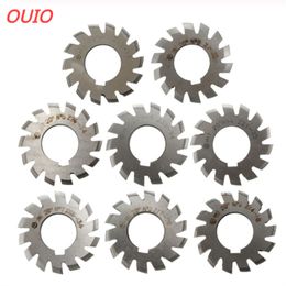 OUIO 1PCS M0.5 M0.75 M1 M1.25 M1.5 M2 M2.5 M3 M4 M5-M10 Modulus PA20 Degrees NO.1-NO.8 HSS Gear Milling Cutter Gear Cutting Tool