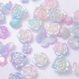 50g ABS Faux Pearl Gradient Mix rose Flowers Acrylic Beads Shell Baroque Bead Bulk for Bracelets Jewellery Making Necklaces