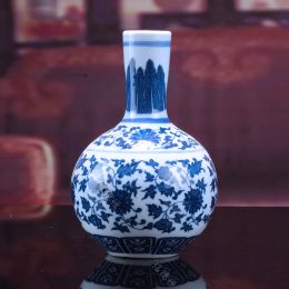 Direct Selling Jingdezhen Blue White Porcelain Vases Tabletop Antique Illustrations Bottle Living Room Ceramic Decorations