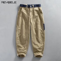 Men's Pants Japanese Cargo Vintage Patchwork Baggy Trousers Wide-legged And Versatile Male Spring Straight-leg Pantaloons