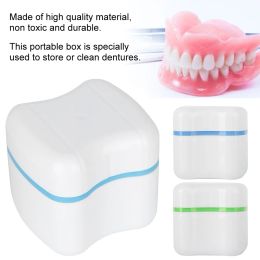 Portable Small Water-Resistant Denture False Teeth Store Cleaning Storage Case With Philtre Screen Container Dental Appliance Box