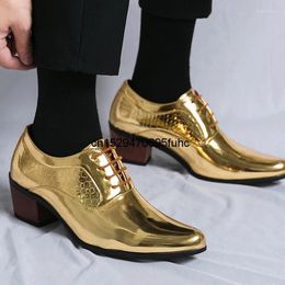 Casual Shoes Quality Mens Gold Pointed Toe High Heels Wedding Non-slip Dress 2024 Classic Designer Sneakers For Men