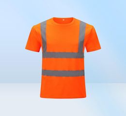 Men039s TShirts Reflective Safety Short Sleeve TShirt High Visibility Road Work Tee Top Hi Vis Workwear7736584