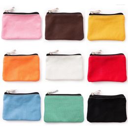 Storage Bags Canvas Cotton Coin Purse Solid Colour Zipper Key Bag Money Pocket Women Men Card Kid Small Wallet Pouch