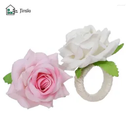 Decorative Flowers Valentines Decor Tissue Rings Rope Weave Napkin Ring Creative Weeding Buckle Table Decoration Rose Flower