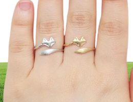 10PCS Gold Silver Adjustable Cute Fox Rings Simple 3d Animal Head Face Tail Ring Tiny ed Wrap Smooth Fox Minimalist Jewellery f1653783