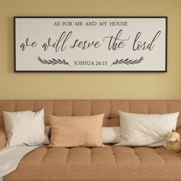 PEONIA 41" x 15" As For Me And My House We Will Serve The Lord Wall Decor (Black)