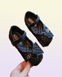 Flat shoes Black Leather Shoes For Children Girls Chic Flats Kids Mary Janes With Bowknot Bowtie Sweet Princess Elegant Dress Sho4131505