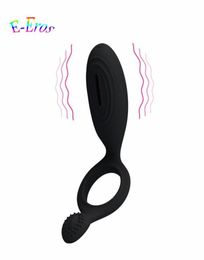 Sex Products Men039s Silicone Vibrating Cock Ring Time Lasting Penis Ring With Clitoral Vibrator Sex Toy For Couple259v3695924