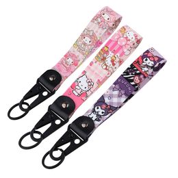 Kawaii Anime Cat Wrist Keychain Key Fobs Lanyard Tags Key Strap Car Keychain Keyring Key Pendant Motorcycle Accessories