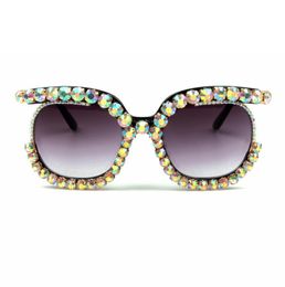 Trendy Diamond Sunglasses European American Personality Eyeglasses Half Frame Crystal Eyewears Rhinestone Sun Glass2401011