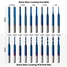 XCAN Milling Cutter 50pcs Tungsten Carbide End Mill Router Bits, 1/8'' Shank CNC Cutter Milling Carving Engraving Bit Set