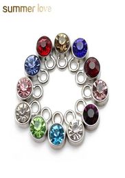 new fashion stainless steel round crystal pendants charm for bangle necklace Colourful birthstone diy charm Jewellery accessories8581197