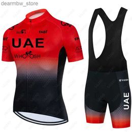 Cycling Jersey Sets Uae Cycling Jersey Set Mens Summer Breathab Short Seve Bicyc Clothing Suit Mountain Bike Sportswear Ropa Maillot Ciclismo L48