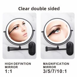 8 inch Makeup Mirror Black/Chrome 3x/5x/7x/10x Magnifying Double Side Battery Powered Bathroom 3 Colour light Cosmetic Mirrors