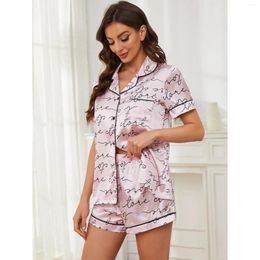 Home Clothing Women's Pajama Set Summer Thin Short-sleeved Ice Silk Shorts Clothes Wholesale