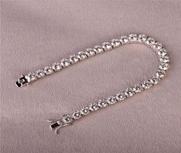 3mm 4mm Mens Double A Cubic Zirconia Tennis Bracelet Chain Hip Hop Jewelry Iced Out Finish 1 Row Sliver Gold CZ Bracelet Link2402011