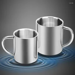 Cups Saucers Creative Double Layer Thickened Stainless Steel Children Mug Water Milk Coffee Drink Cup With Cover