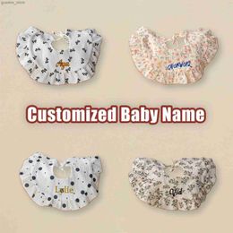 Bibs Burp Cloths Personalised Cotton Bibs For Baby Accessories Newborn Girl Baby Waterproof Bib Apron Gauze Fabric Saliva Towel Custom Name Gift Y240412