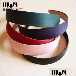 Headbands 8 Colours Wide Plastic Headband Hair Band Accessory Wholesale Satin Headwear Clasp Accessories 6Pcs/Lot Drop Deliv Dhgarden Dhr0Y