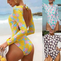 Women's Swimwear 2024 One-piece Swimsuit Print Sexy Backless One Piece Tight Woman High Waist Beachwear