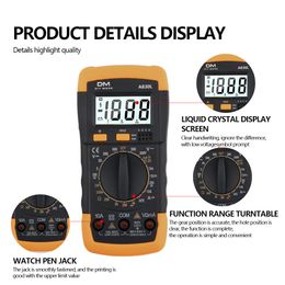 A830L LCD Digital Multimeter AC DC Voltage Diode Resonance Frequency Multi Current Tester Luminous Display with Buzzer Function