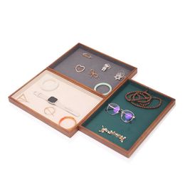 Wood Baking Varnish Empty Jewelry Tray Storage Ring Earring Necklace Bracelet Pendant Jewelry Display Organizer Tray for Drawer