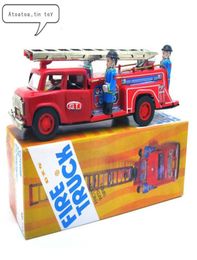 Classic Car Tin Wind Up Clockwork Toys Fire Truck Windup Tin Toy For Children Adults Educational Collection Gifts SH1909136534784