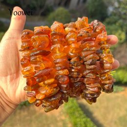 Big Amber Bracelet Supplier Trendy Female Accessory New Natural Irregular Bead Baltic Chips Mineral Exaggerated Raw Ore Jewellery