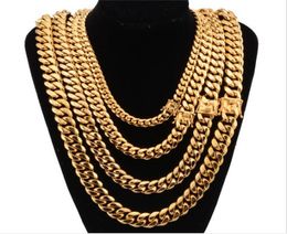 Stainless Steel 18K Gold Plated Necklace High Polished Miami Cuba Link Chain Jewellery Necklace Men Punk Hip Hop Chain 8mm 10mm 12mm9672128