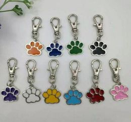 Mixed Color Enamel Cat Dog Bear Paw Prints Rotating Lobster Clasp Key Chain Keyrings For Keychain Bag Jewelry Making wjl40051523183