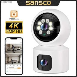 IP Cameras SANSCO 4K 8MP dual lens WIFI PTZ camera dual screen baby monitor artificial intelligence automatic tracking indoor safety CCTV IPC360 household C240412