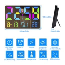 10 Inch Digital Alarm Clock Snooze Large Display Wall Clock with Remote Control Auto Dimming Mode for Living Room Office Bedroom