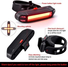 Bicycle Rear Light IPX-5 Waterproof USB Rechargeable LED Safety Warning Lamp Bike Flashing Accessories Cycling Taillight