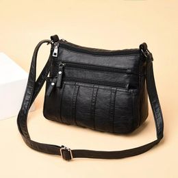 Shoulder Bags Solid Colour Messenger Bag Elegant Simple Handbags Casual Women PU Leather Small Zipper Crossbody Bolsas Feminina
