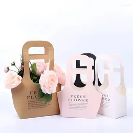 Gift Wrap 500pcs/Lot Custom Logo And Size Luxury Boutiques Fashion Paper Flower Handle Bag Wrapped Bouquet Packaging Bags For