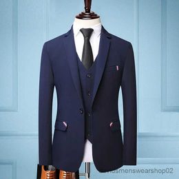 Men's Suits Blazers Four Seasons Mens Suit Set New Comfort + Party Casual Suit Mens Coat Youth Korean Version Slim Trend Mens Three-piece Set