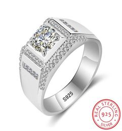 Original Brand Male Engagement Jewelry Rings Real 925 Sterling Silver Ring Simulated CZ Zircon Wedding Rings for Men M0151606734