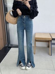 Women's Pants Fashion Trend Micro Flared Jeans Women Slit Stretch High Waist Show Skinny Everything 2024 Spring