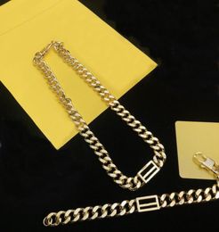 Fashion letter gold Chains Necklaces Bracelets for mens and women lover gift hip hop Jewellery with box NRJ5584508