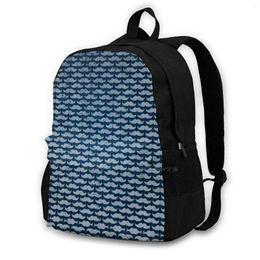 Backpack Blue Moustache Pattern For Student School Laptop Travel Bag Vintage Cool Mustache Schnauzer Beard