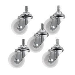 (5 Packs) Casters 1.5 Inch White Pp Screw Universal M8 Thread Roller Diameter 4cm Display Frame Wheel