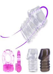 Massage Silicone Penis Ring Vibrator Sex Toys For Men Vibrating Cockring Premature Ejaculation Lock Dick Erection Delay Cock Sleev6371145