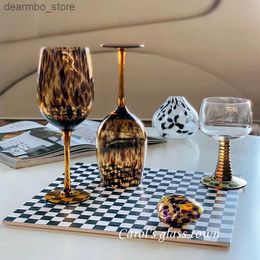 Wine Glasses 2023 New Cocktail lass Fashion Vintae Wine lass Tortoiseshell Leopard Print lass Bi Tall Cup Drinkware Mediaeval Ins L49