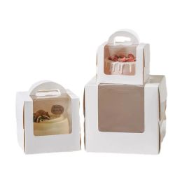 10PACK DIY Paper Box with Window Paper Gift Box Cake Packaging for Wedding Home Party Muffin Packaging